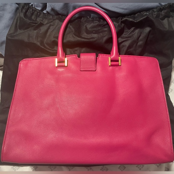 Saint Lauren Calfskin Medium Classic Y Cabas Fuchsia - Picture 2 of 7